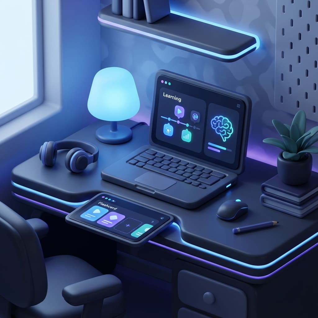 Libro holográfico abierto con páginas brillantes y línea temporal.